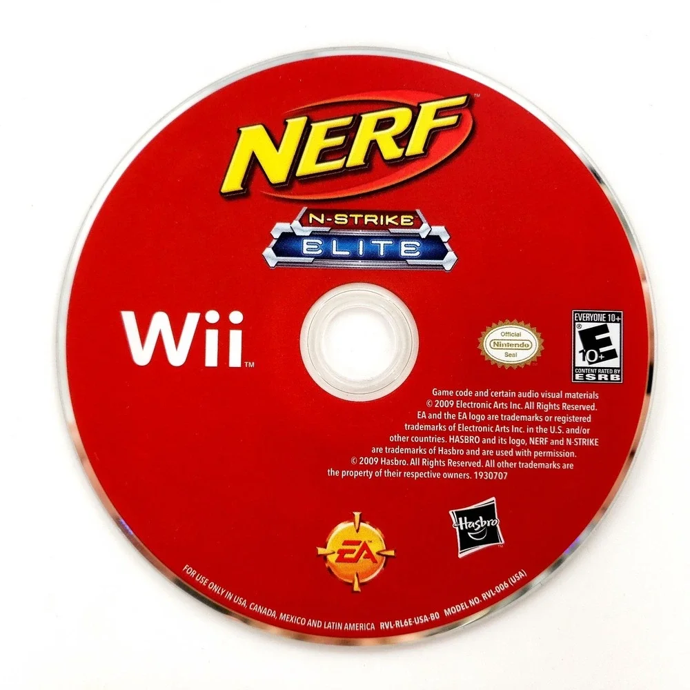 Nerf N-Strike Elite (Nintendo Wii, 2009) w/ Blaster Accessory No Case Tested